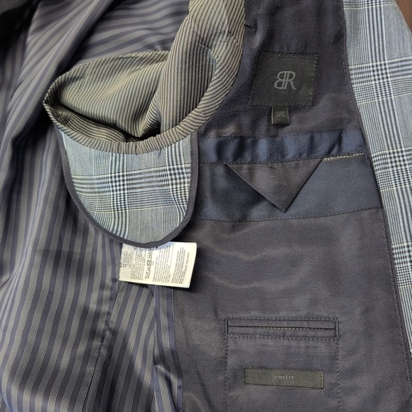 Vitale Barberis Canonico Super 120s Blue Plaid Blazer 38S Banana Republic Slim - Picture 8 of 10
